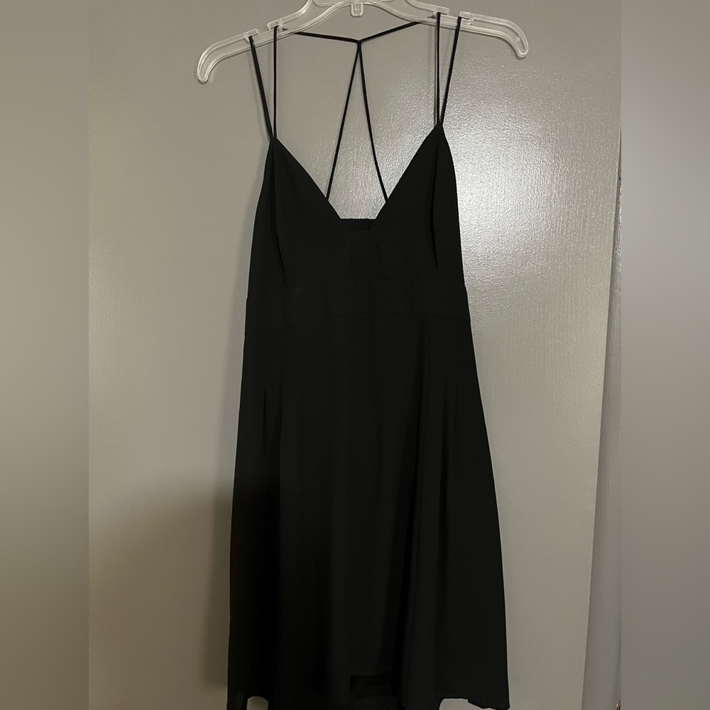 Express Black Chiffon Strappy Babydoll Dress with back cut out
